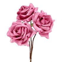 položky Pěnová růže Ø7,5cm růžová 18str