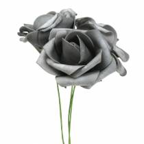položky Pěnová růže Ø7,5cm šedá 18str