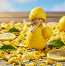 položky Citronové dětské figurky, roztomilá letní stolní dekorace ve vintage stylu, do obývacích pokojů a na balkon, 9 cm, 3 kusy