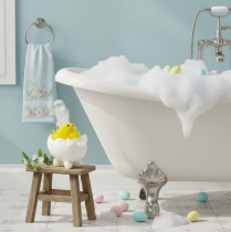 položky Velikonoční dekorace kuřátka, žinylkové kuřátko ve vaně, žluté, 9 cm