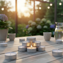položky Vonné svíčky levandule mimóza, čajové svíčky vonící Ø3,5cm V1,5cm 18 kusů