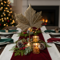 položky Dekorace na stůl podzimní dekorace z javorového listu zlatá starožitnost 58cm × 39cm