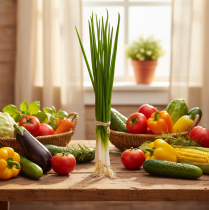 položky Umělá jarní cibulka dekorativní zelenina D30cm 4 ks