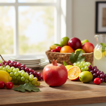 položky Umělé ovoce granátové jablko umělé červené žluté 9×11cm