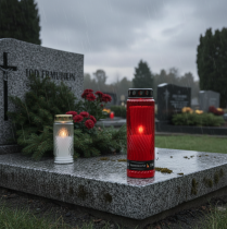 položky Náhrobní motiv víčka svíčky květina červená černá 10 dní H27cm
