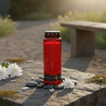 položky Náhrobní motiv víčka svíčky květina červená černá 10 dní H27cm