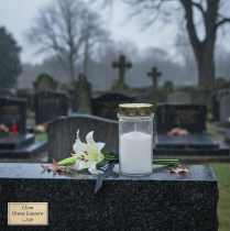 položky Náhrobní svíčky, bílé a zlaté, Ø5,5 cm, V11,5 cm, 24 hodin, 12 kusů