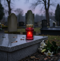 položky Náhrobní svíčka pro podzimní výzdobu hrobu na svátek Všech svatých a Neděli mrtvých, 13 cm, 8 kusů