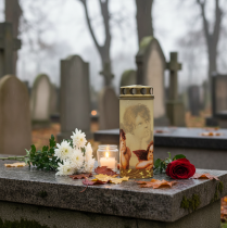 položky Náhrobní svíčka andělská hrobová svíčka s motivem smutečního světla Ø6cm V15,5cm