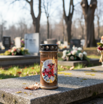 položky Náhrobní svíčky hnědé náhrobní svíčky květiny Ø7,5cm V16,5cm 6 ks