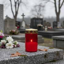 položky Hrob světlý válcový červený Ø6cm H10cm 12 ks