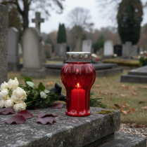 položky Náhrobní svíčky červená smuteční světla pamětní světla Ø10cm V18cm 4 ks