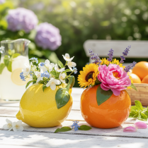 položky Váza na citrusy, pomeranč a citron, jako extravagantní bytový doplněk, letní dekorace, 10 cm, 2 kusy