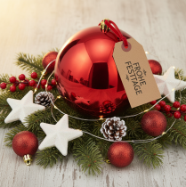 položky Velká červená plastová vánoční koule, Ø25cm