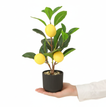 položky Umělá dekorace na citroník 28cm květináč zelená žlutá