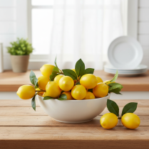 položky Dekorativní citronová větvička 16cm, umělé ovoce 3ks