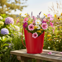 položky Kovový květináč s uchem ve tvaru srdce Červený Ø12cm V15/9cm