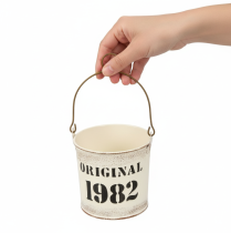 položky Dekorativní kbelík s uchem „Original 1982“ krémová Ø12/10cm sada 2×2 dílů