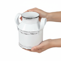 položky Dekorativní kovový džbán s uchy, bílý a černý, výška 13 cm, 2 kusy