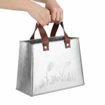 položky Dekorativní taška, stříbrná, bílá, hnědá, kovová, květináč, D22 cm, 2 kusy