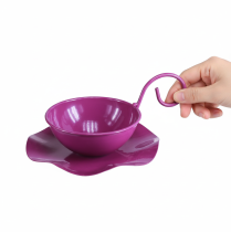položky Dekorativní kovový čajový hrnek na podšálku, fialový, Ø11,5 cm, V8 cm, 2 kusy