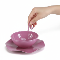 položky Kovový dekorativní hrnek s podšálkem, růžový, V8cm Ø11,5cm, 2 kusy