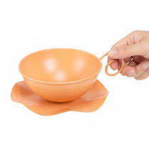 položky Dekorativní hrnek Ø16cm V9cm s kovovým talířem, oranžový, 2 kusy