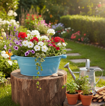 položky Kulatá miska s uchem, dekorativní miska, květinová miska, modrá, Ø33,5 cm