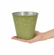 položky Kovový květináč, květináč, hvězdy, zelený a stříbrný, Ø16cm