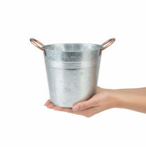položky Kovový květináč s úchyty, dekorativní kyblík, Ø21cm V19,5cm