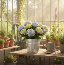 položky Kovový květináč s úchyty, dekorativní kyblík, Ø16cm V15cm