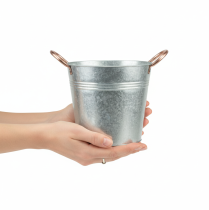 položky Kovový květináč s úchyty, dekorativní kyblík, Ø16cm V15cm