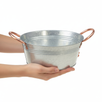 položky Kulatá květinová mísa s uchy, kovová mísa, Ø21cm, V9,5cm