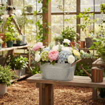 položky Květinová mísa s uchy, dekorativní mísa, kovová, 17,5×12×9 cm