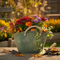 položky Květináč s jutovými úchyty, kovová kabelka, 31×20×17cm