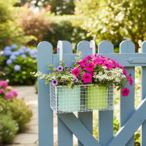 položky Závěsný kovový květináč, zelený, dekorace na balkon, D22 cm V23,5 cm