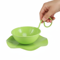 položky Kovový dekorativní hrnek s podšálkem, světle zelený, V8cm Ø11,5cm, 2 kusy