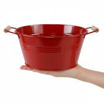 položky Dekorativní miska s uchy, kovová květinová mísa, červená, Ø29cm, V14,5cm