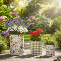 položky Dekorativní kovové květináče, Ø18/15/12 cm, sada 3 kusů