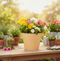 položky Kovový květináč, pastelově oranžová, Ø20cm V16cm