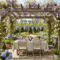 položky Girlanda s vlaječkou k narozeninám z plsti, šedá a zelená, 300 cm