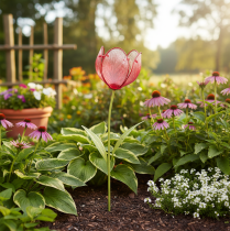 položky Skleněný zahradní kolík z tulipánů - krásná dekorace do zahrady a na balkon, 94 cm