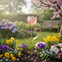 položky Dekorativní tulipán z květinového kůlu na záhony a okraje 94 cm