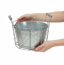 položky Drátěný květináč na sázení, pružinový koš, kov, Ø26cm