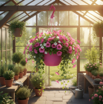 položky Závěsný košík růžový květináč s otvory Ø25cm V50cm