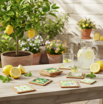 položky Podtácky Citrony Korkové Keramické Letní Různé 19,5 cm 6 ks