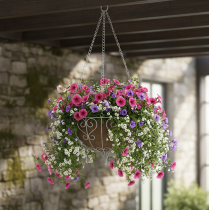 položky Košík kov na zavěšení kovová dekorace bílá šedá Ø24cm H19cm