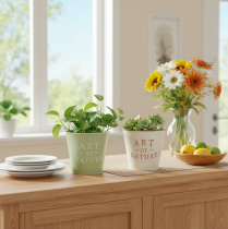 položky Květináč Art of Nature s nápisem, dekorace na parapet a do obývacího pokoje, 15 cm, 2 kusy