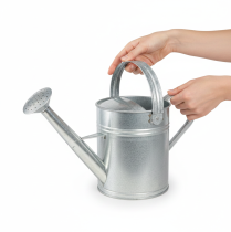 položky Dekorativní konev na zalévání, retro design, kov, stříbrná, 42x15,5x27cm, vintage dekorace na balkon, květináč