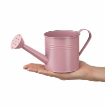 položky Dekorativní konev na zalévání, růžový kovový květináč, Ø13,5 cm V12,5 cm